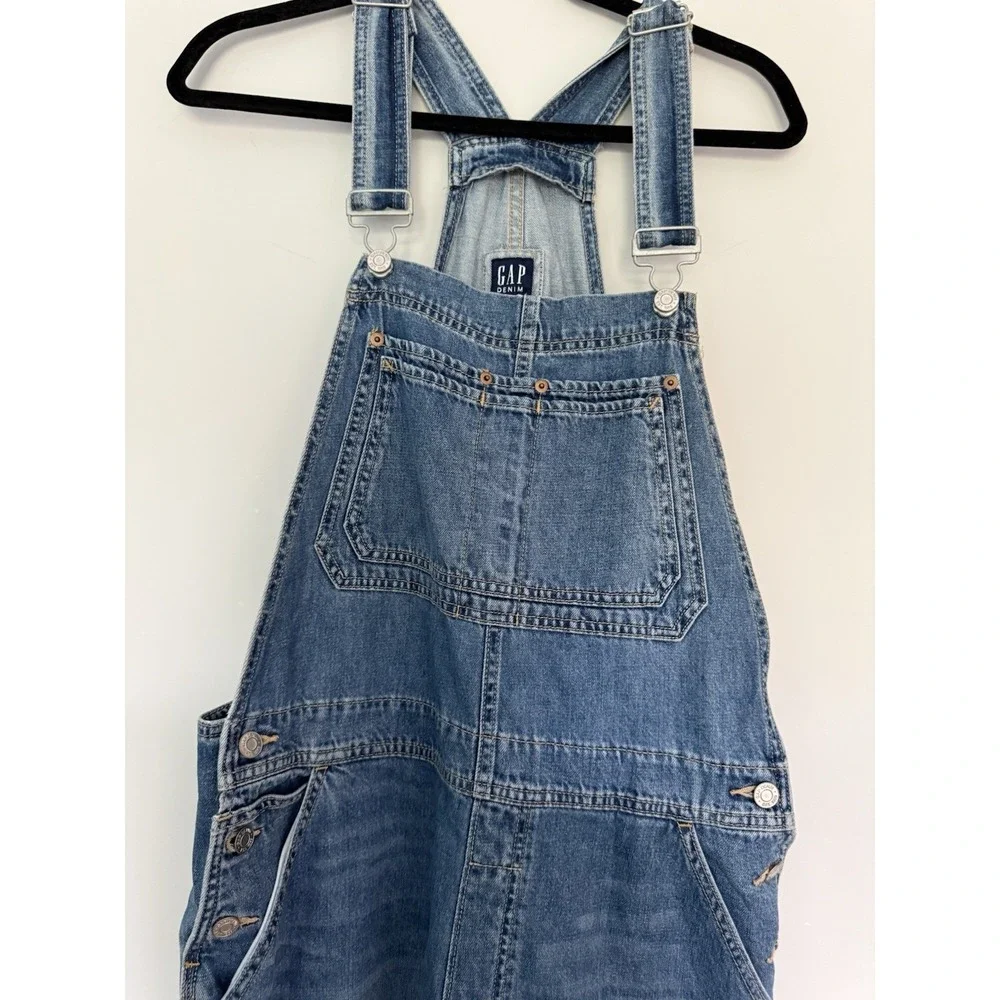 Gap Denim Y2K Overalls Womens L Blue Slouchy Bib Adjustable Straps 100% Cotton